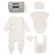 Rock A Bye Baby Organic 5 Piece "Welcome Little One Sheep" Gift Set with Free Gift Gag